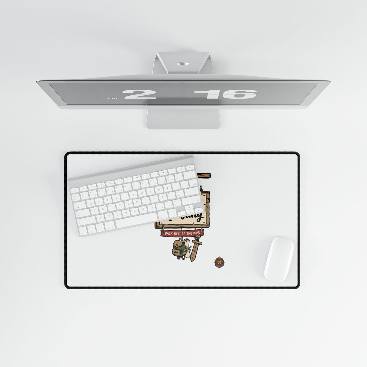 BRB Questing Desk Mat — Gaming Mouse Pad with "brb Questing" Sign Art