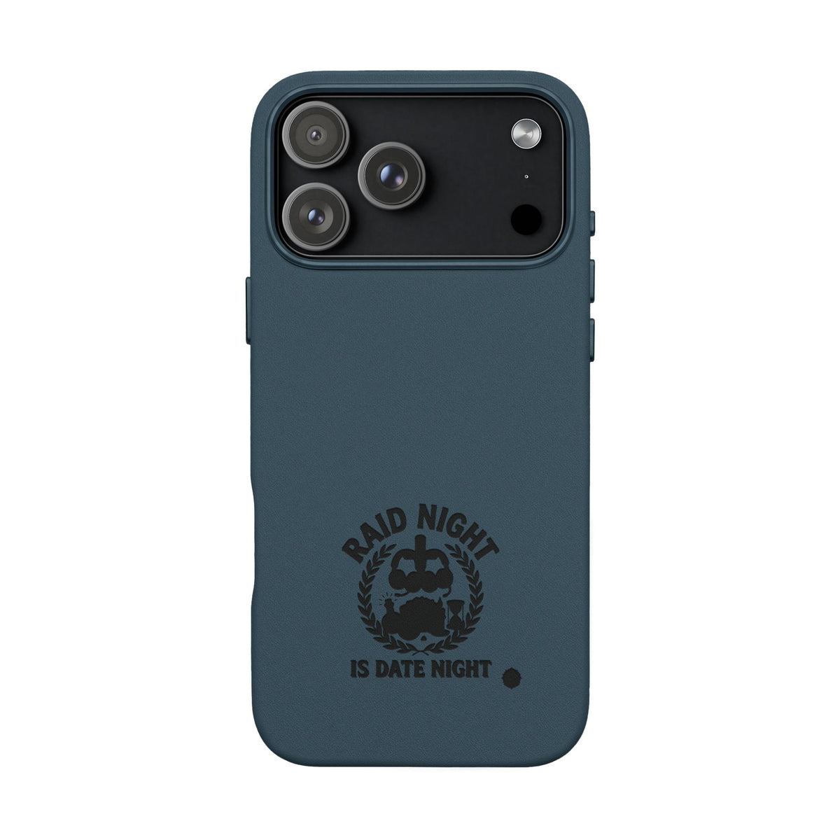Engraved PU Leather Phone Case — 'Raid Night' Embossed Protective Cover