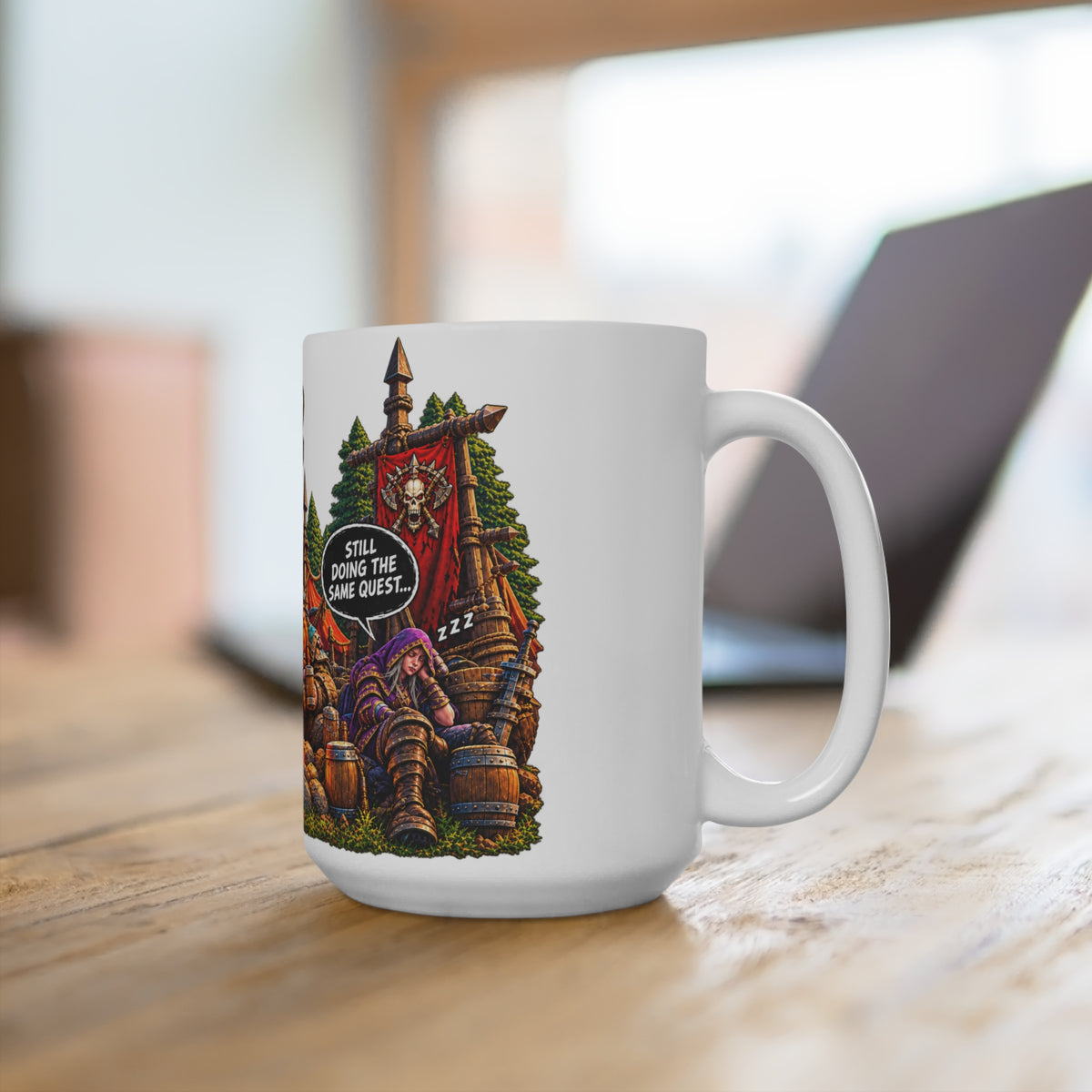 Level 60 Forever Mug — Funny RPG Gamer Coffee Cup (Still Doing the Same Quest)
