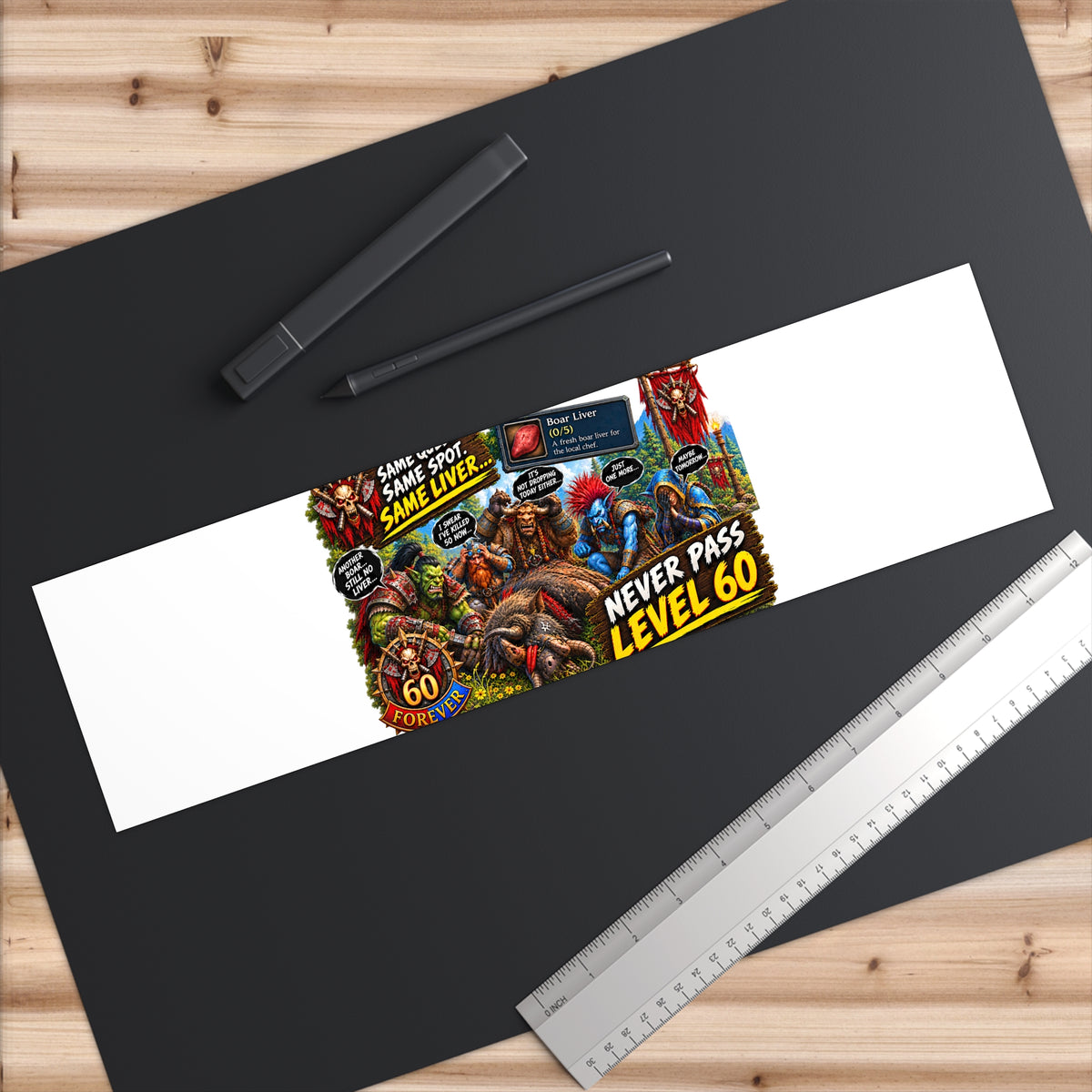 Never Pass Level 60 Bumper Sticker – Gamer Retro MMO Sticker
