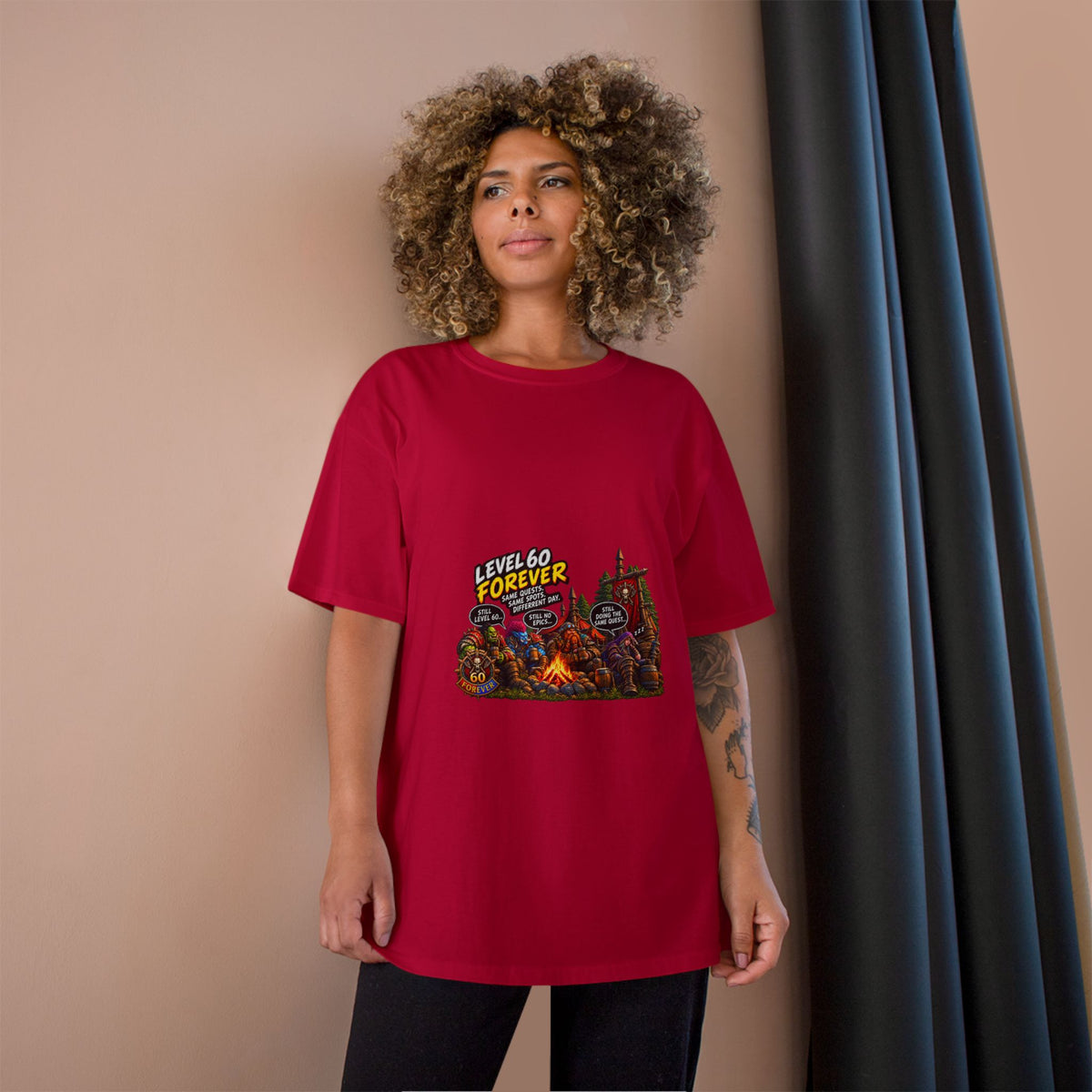 Level 60 Forever T-Shirt – Retro RPG Campfire Gamer Tee