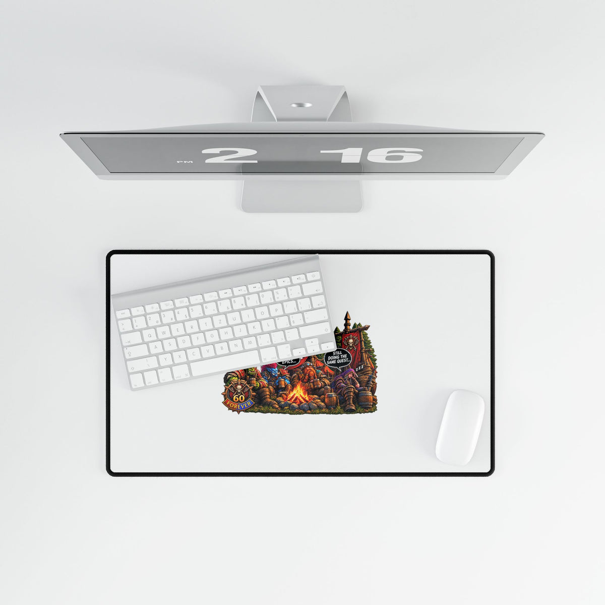 Level 60 Forever Gaming Desk Mat — RPG Campfire Mousepad