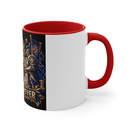 Sixty Forever Accent Mug — Medieval Crest Lion Shield Birthday Coffee Cup