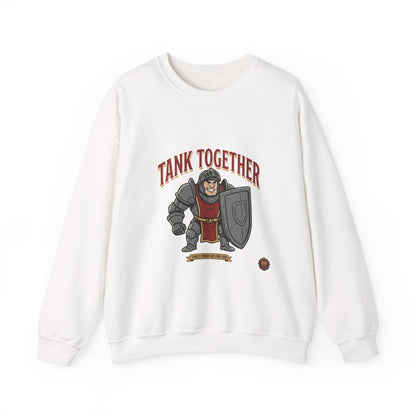 Tank Together Crewneck Sweatshirt — Funny RPG Tank Companion Graphic