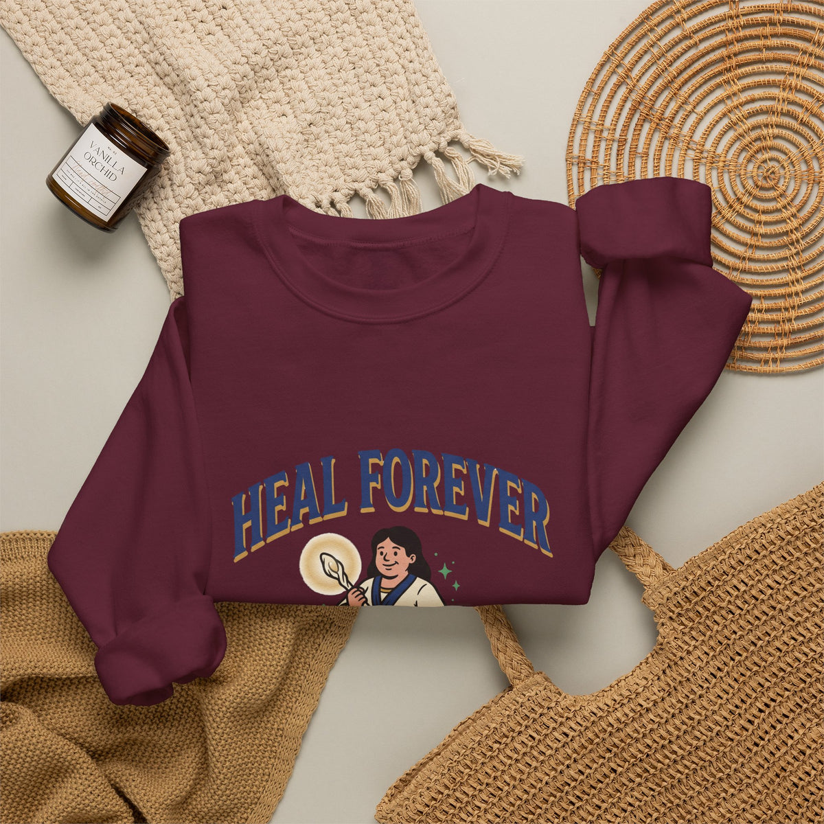 Heal Forever Sweatshirt — Vintage Saint Illustration Crewneck