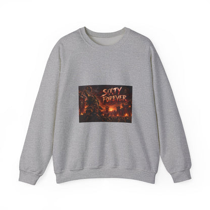 Sixty Forever Crewneck Sweatshirt — Gothic Fire Graphic Sweatshirt