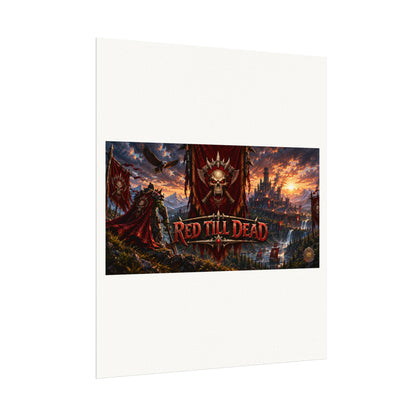 Red Till Dead Gothic Skull Poster — Textured Watercolor Matte Print