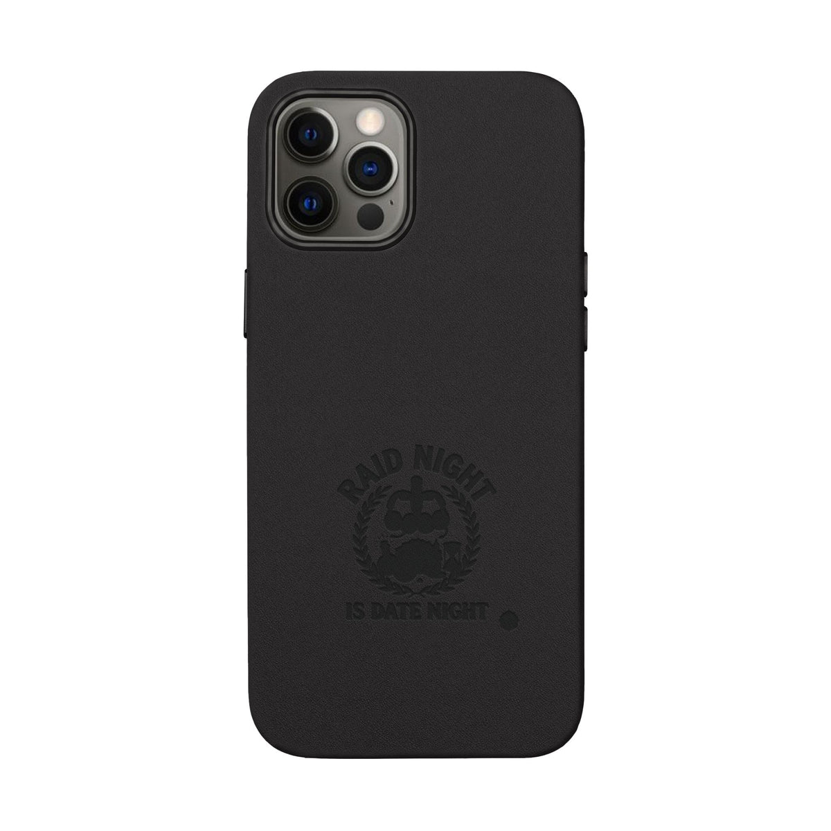 Engraved PU Leather Phone Case — 'Raid Night' Embossed Protective Cover
