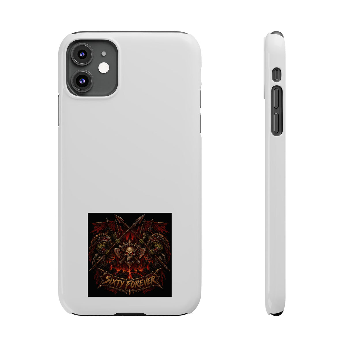 Slim Phone Case — 'Sixty Forever' Gothic Skull & Wings Design