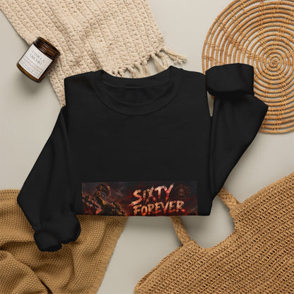 Sixty Forever Crewneck Sweatshirt — Gothic Fire Graphic Sweatshirt