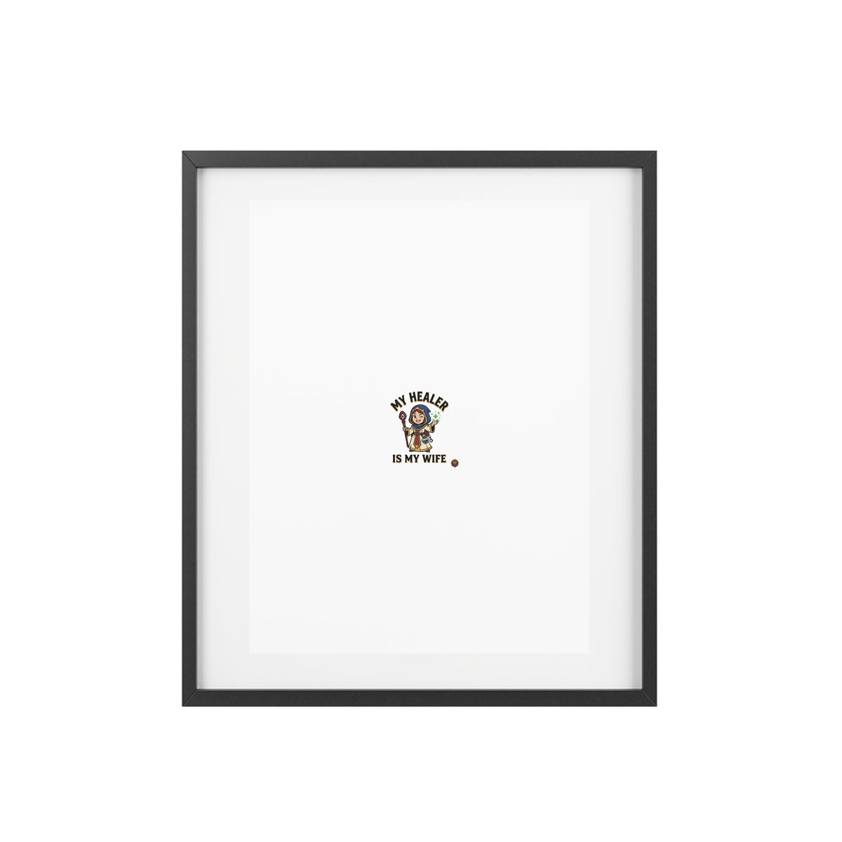 Framed Poster — “My Healer Is My Wife” Vintage Nurse Dog Illustration, Matte Wall Art