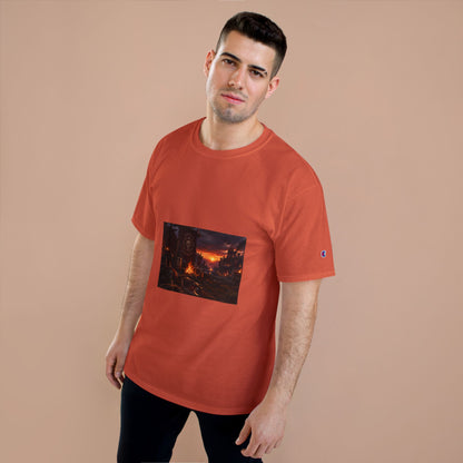Champion T-Shirt — Dark Fantasy Volcano Landscape Graphic Tee