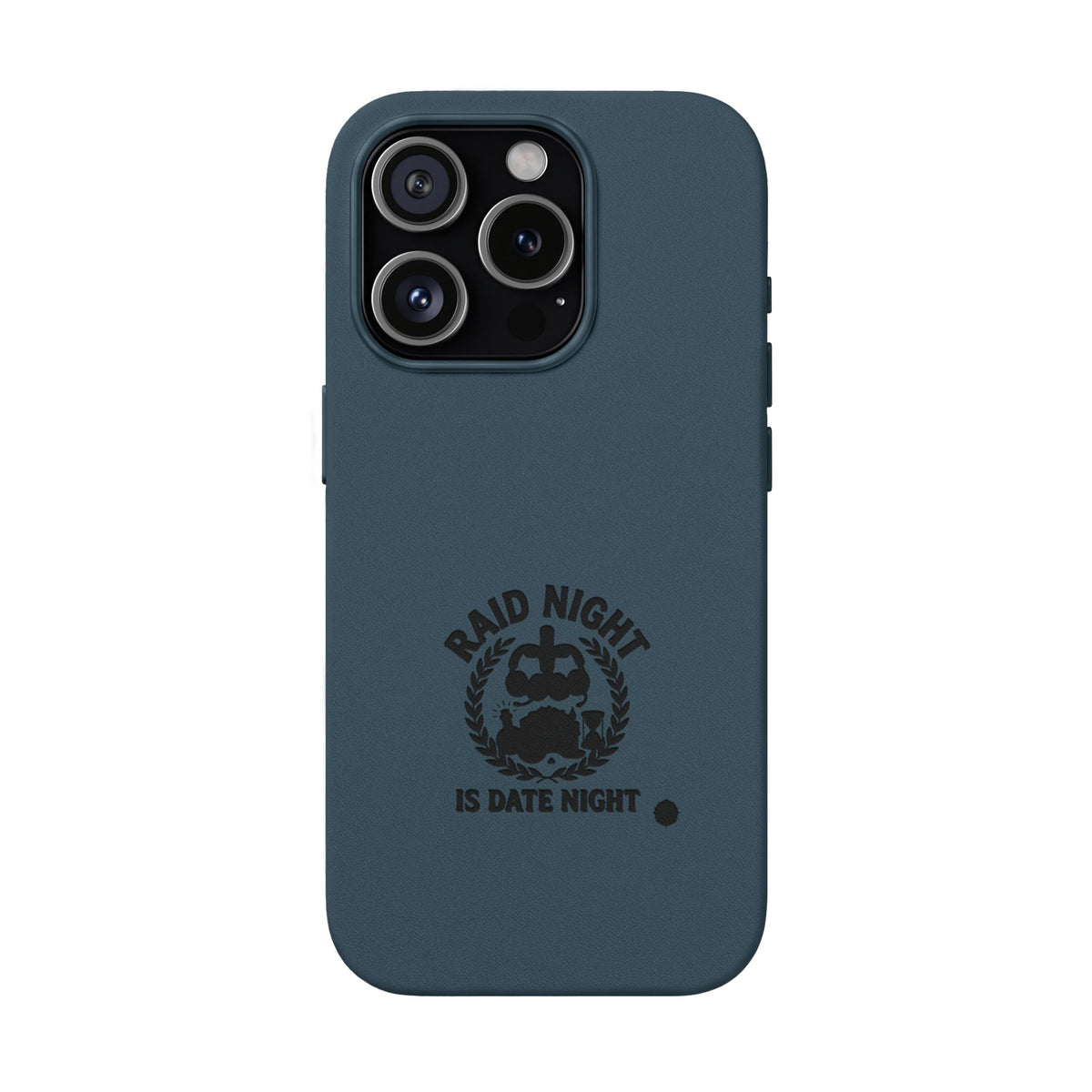 Engraved PU Leather Phone Case — 'Raid Night' Embossed Protective Cover