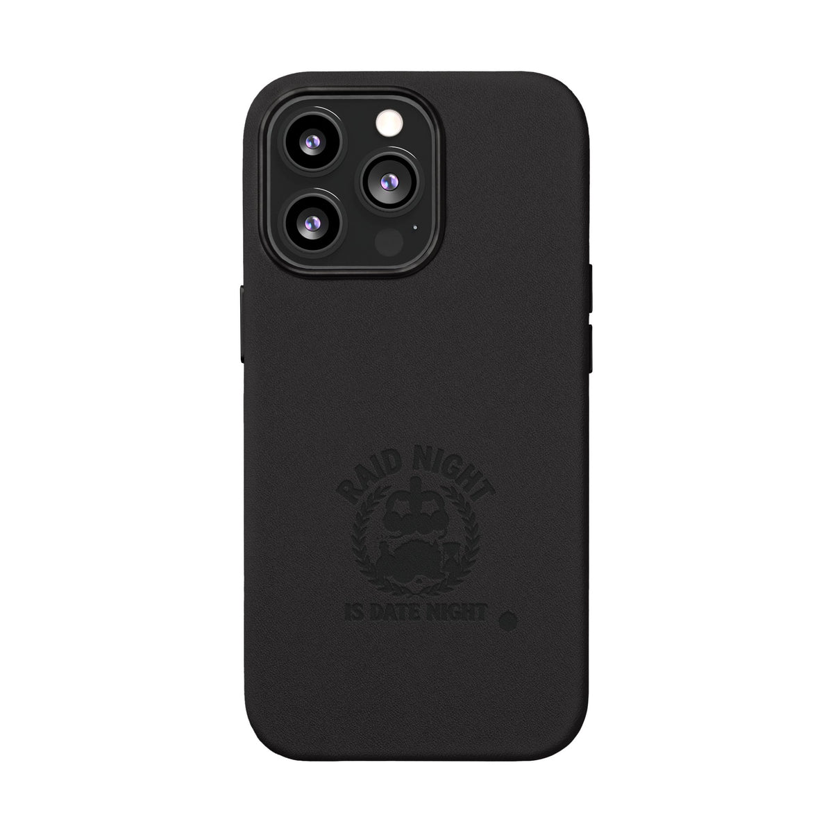Engraved PU Leather Phone Case — 'Raid Night' Embossed Protective Cover