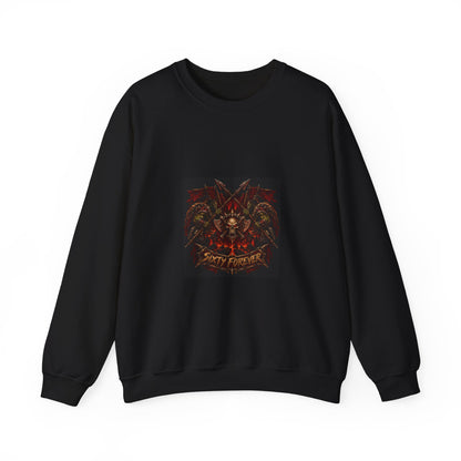 Crewneck Sweatshirt — Gothic Skull & Flames "Seven For Hell" Graphic