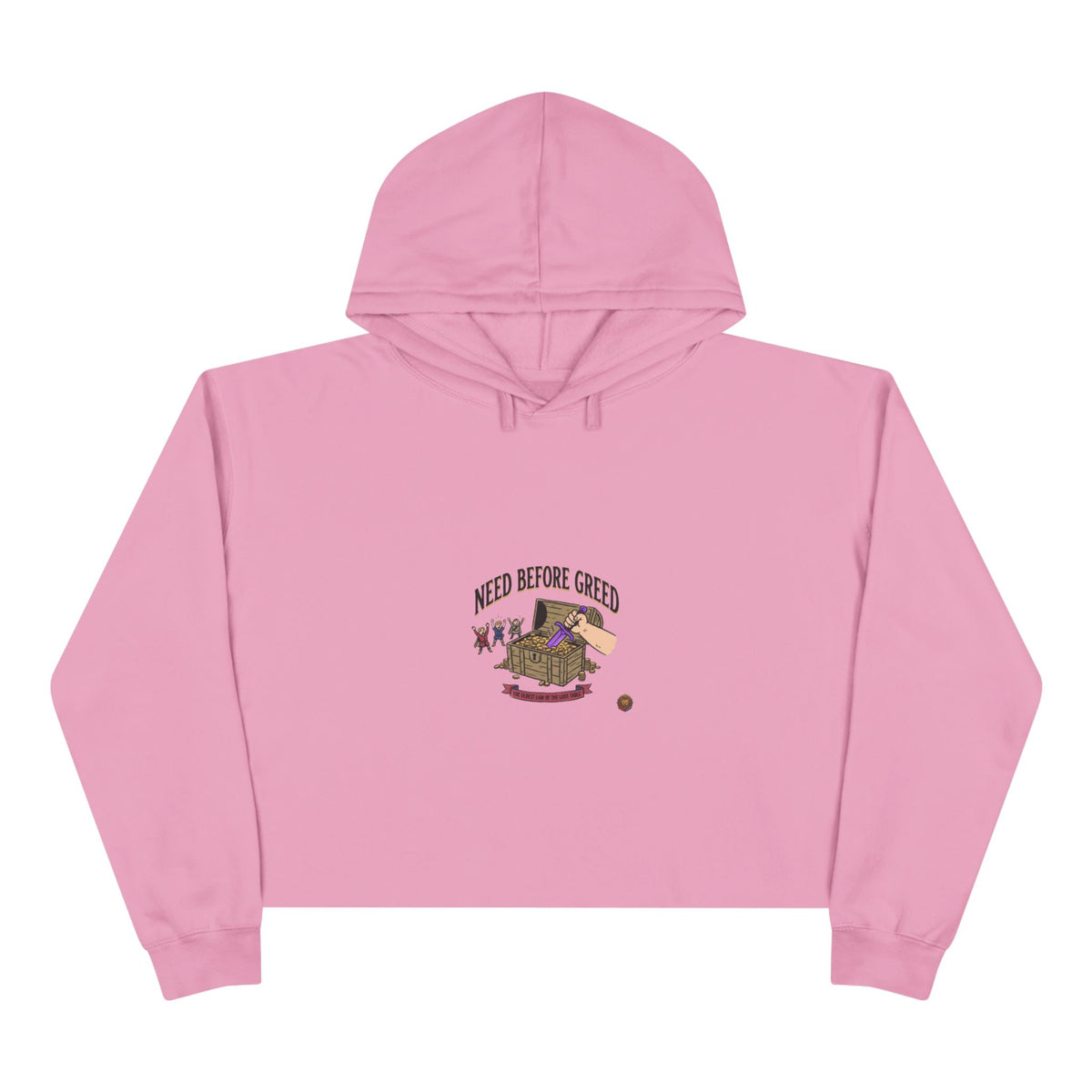 Crop Hoodie — "Need Before Greed" Cozy Graphic Crop Hoodie