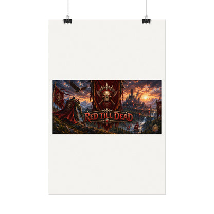 Red Till Dead Gothic Skull Poster — Textured Watercolor Matte Print