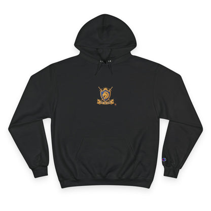 Champion Hoodie — Small Gold Crest Logo Athletic Pullover