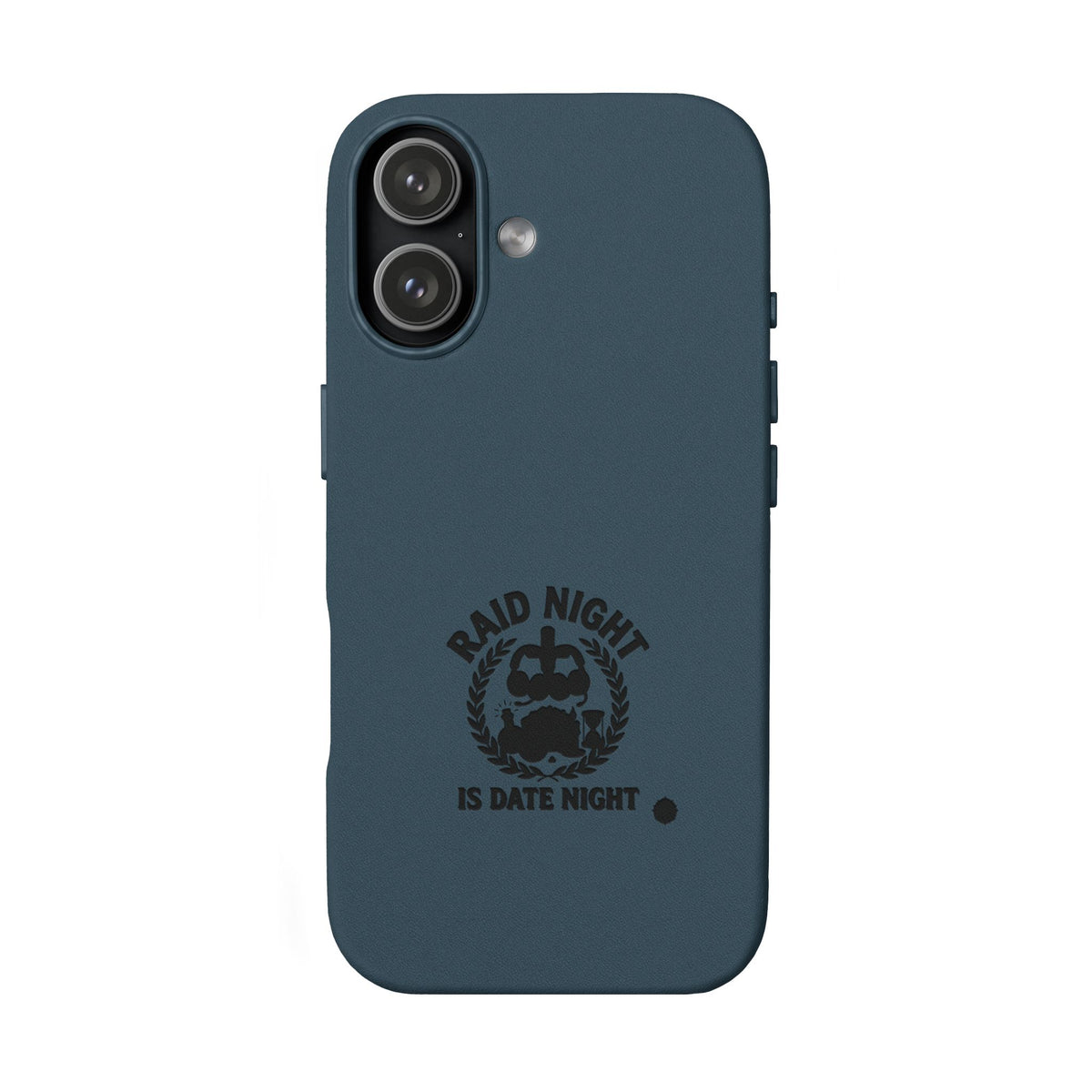 Engraved PU Leather Phone Case — 'Raid Night' Embossed Protective Cover