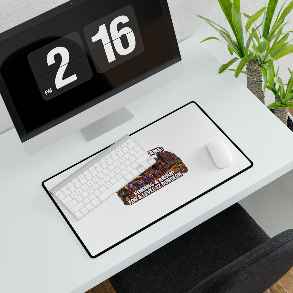 Gaming Desk Mat — "The Real Endgame: Finding a Group for a Level 12 Dungeon"