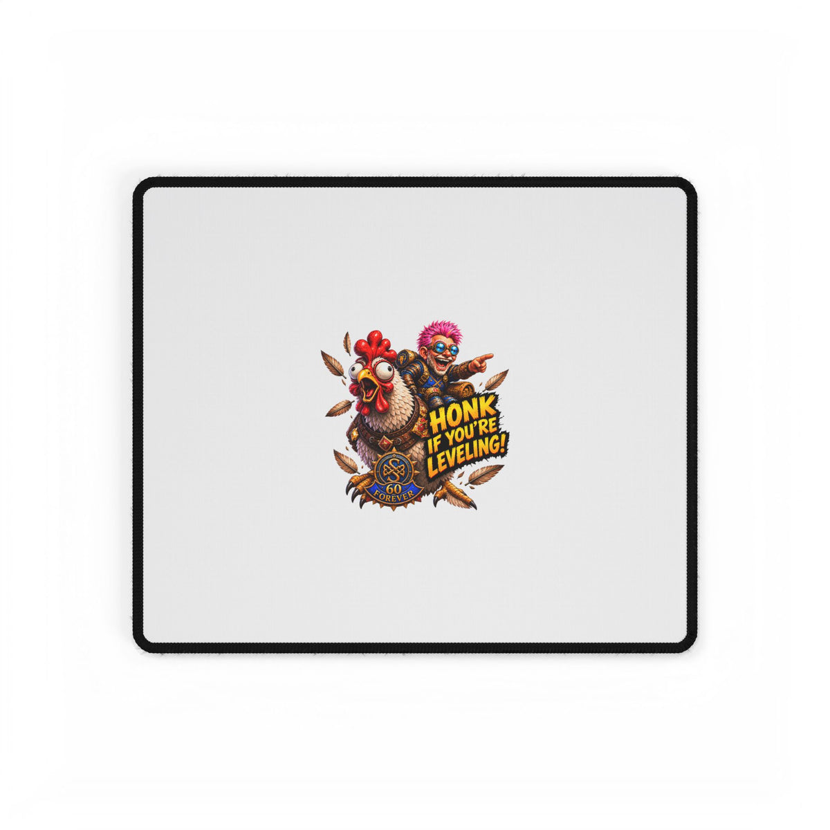 Gaming Desk Mat – "Honk If You're Leveling" Chicken & Gamer Design