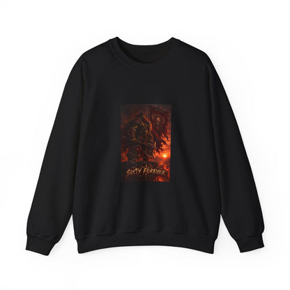 Crewneck Sweatshirt — Dark Fantasy Inferno Graphic with “Stay Forever” Text