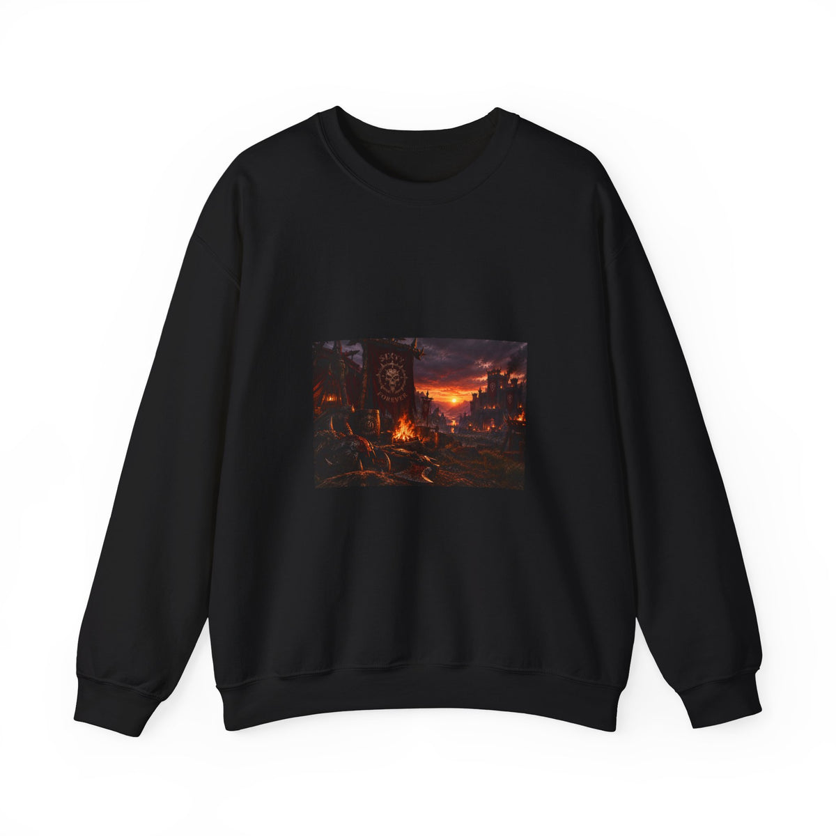 Apocalyptic Cityscape Crewneck Sweatshirt — Dystopian Sunset Graphic