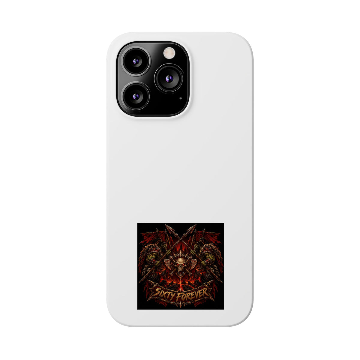 Slim Phone Case — 'Sixty Forever' Gothic Skull & Wings Design