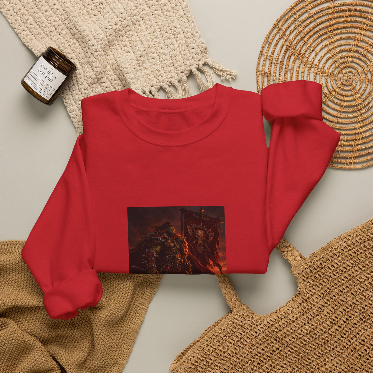 Crewneck Sweatshirt — Dark Fantasy Inferno Graphic with “Stay Forever” Text