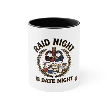 Raid Night Is Date Night Accent Mug — Gamer Couples Coffee Cup, Cozy Date Night Gift