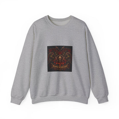 Crewneck Sweatshirt — Gothic Skull & Flames "Seven For Hell" Graphic