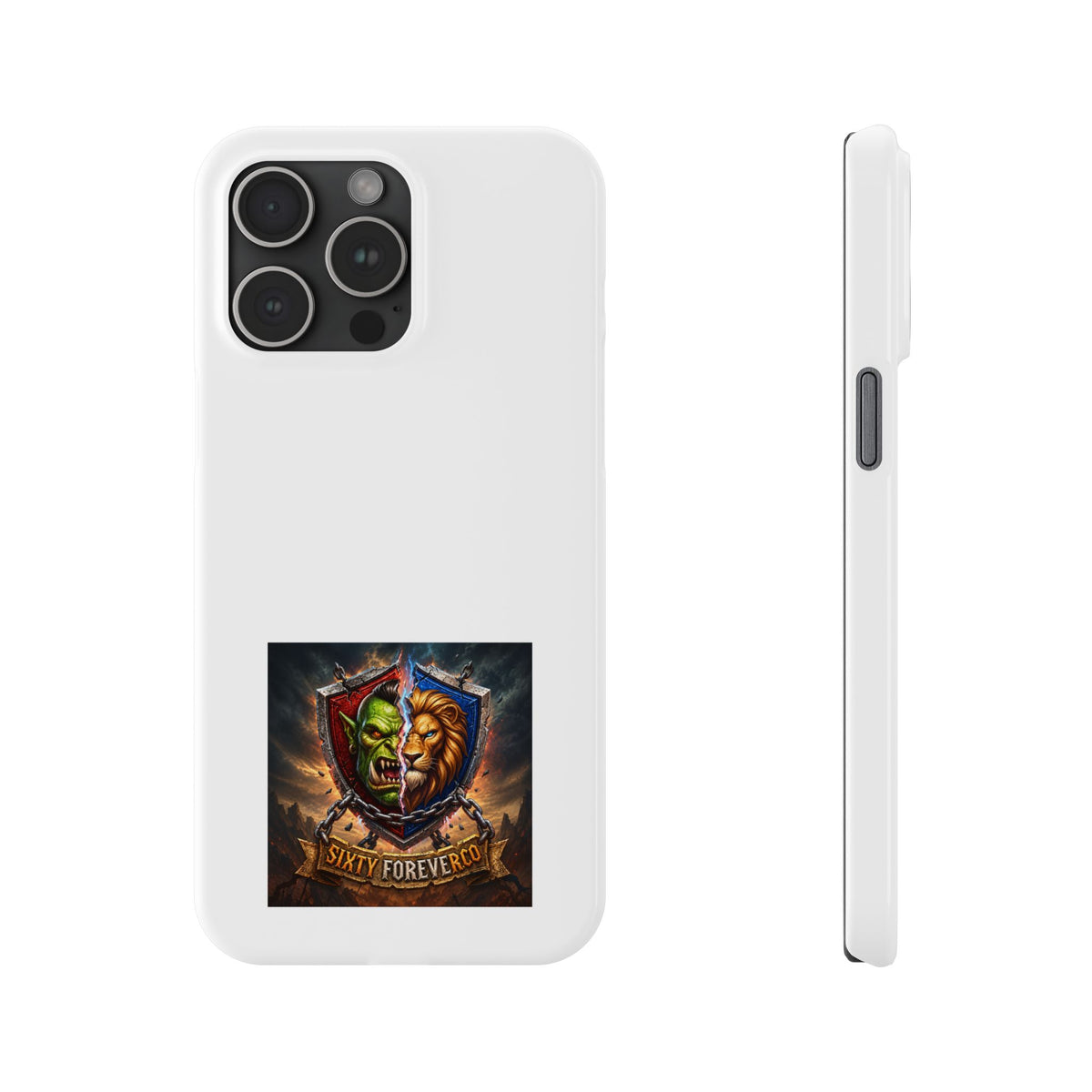 Slim Phone Case — Fantasy Shield Orc & Lion Crest "Sixty Forever"