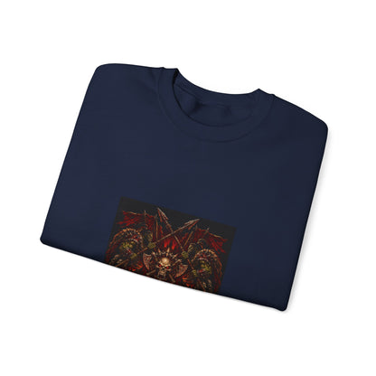 Crewneck Sweatshirt — Gothic Skull & Flames "Seven For Hell" Graphic