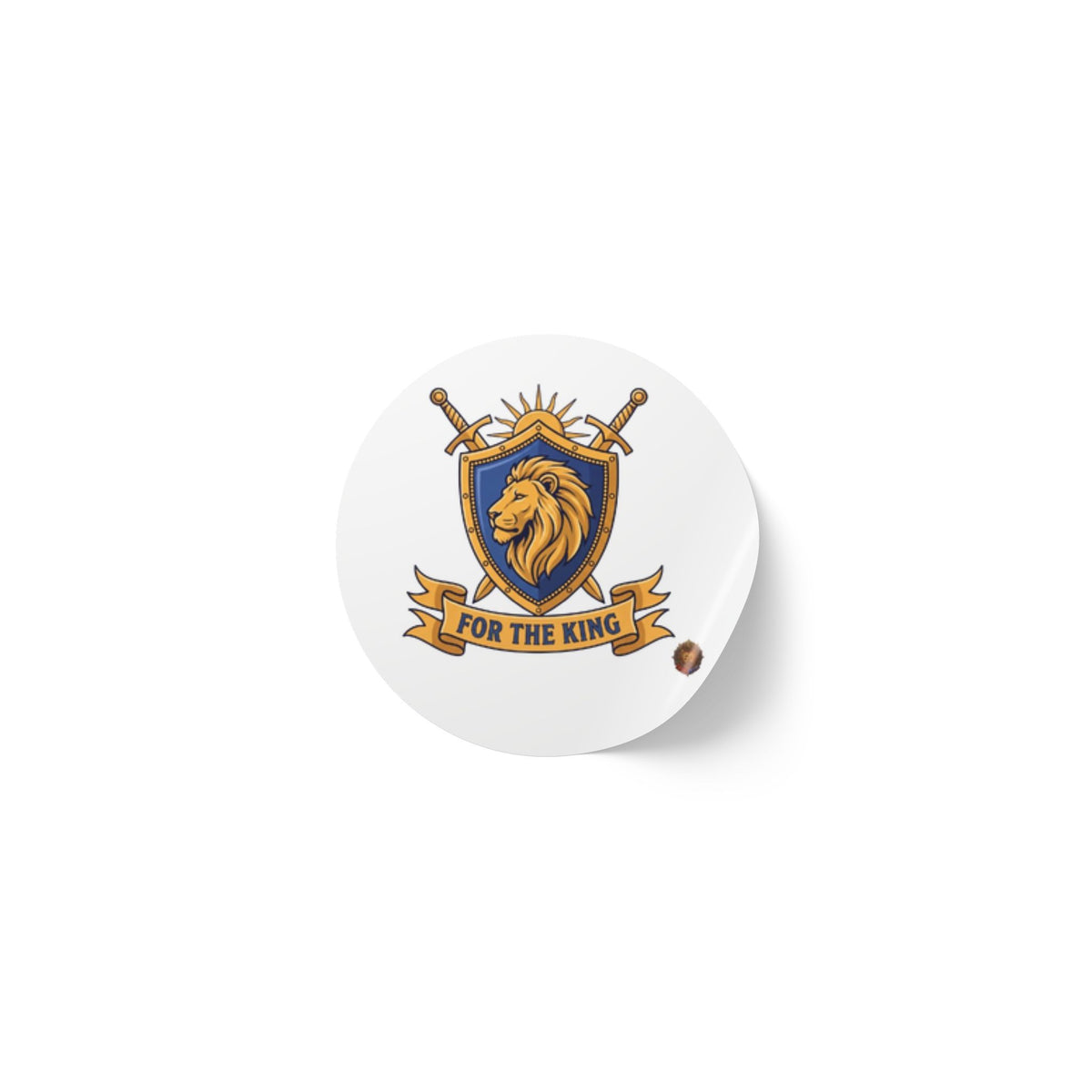 Round Sticker Roll — 'For The King' Lion Crest Label
