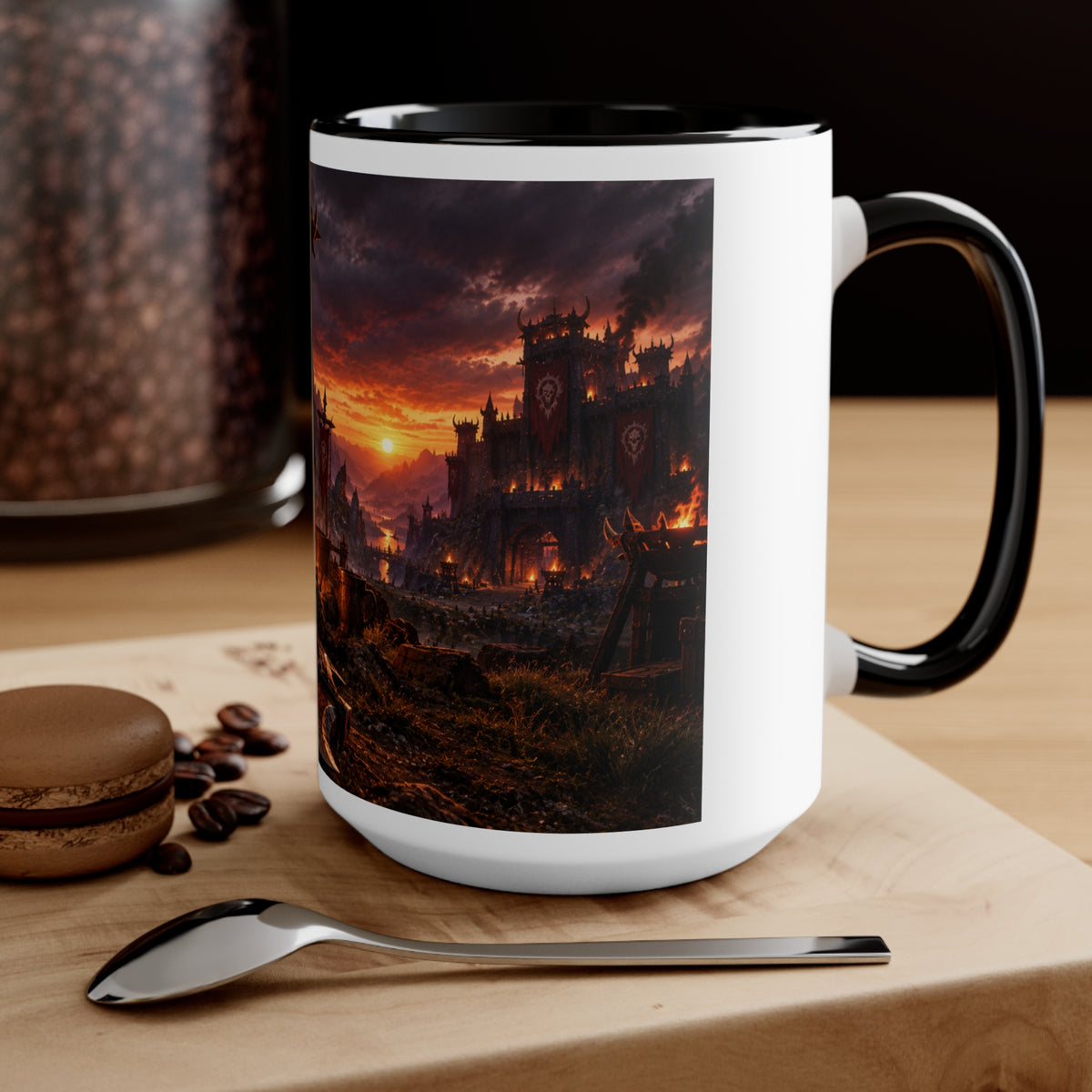 Viking Warcamp Accent Mug — Norse Battle Scene Coffee Cup
