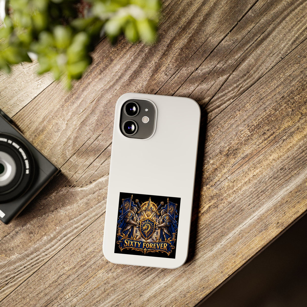 Slim Phone Case — "Sixty Forever" Shield Knight Graphic