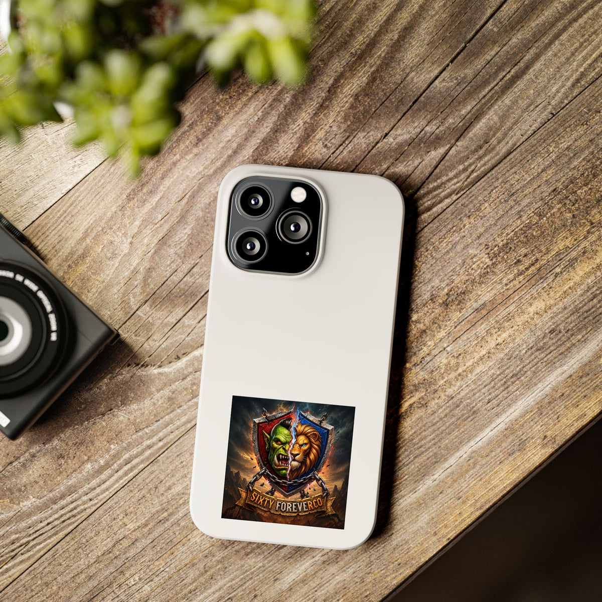 Slim Phone Case — Fantasy Shield Orc & Lion Crest "Sixty Forever"