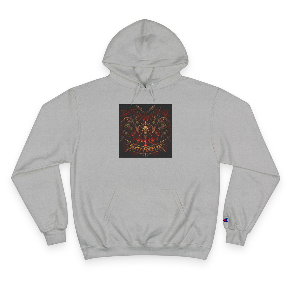 Champion Hoodie — Gothic Floral Skull Graphic Pullover