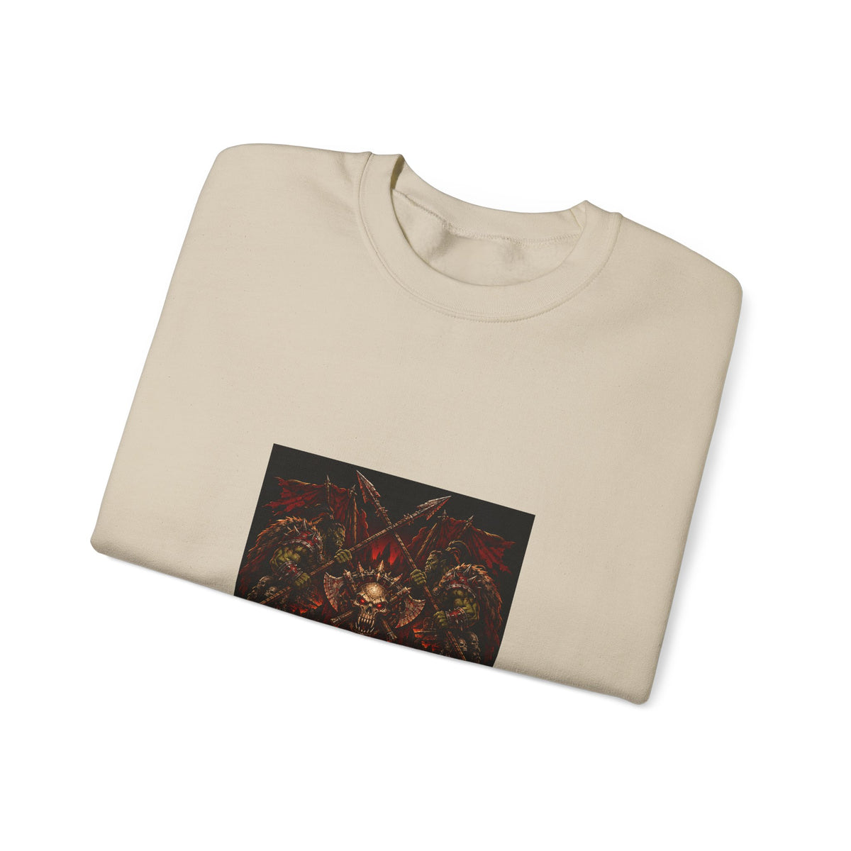Crewneck Sweatshirt — Gothic Skull & Flames "Seven For Hell" Graphic
