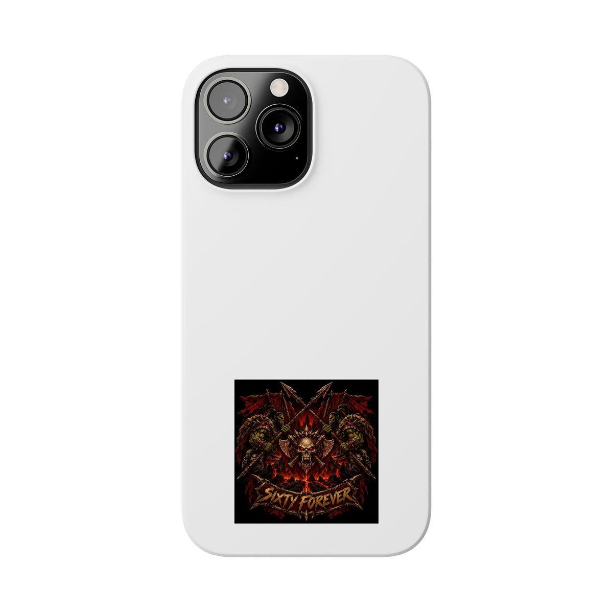 Slim Phone Case — 'Sixty Forever' Gothic Skull & Wings Design