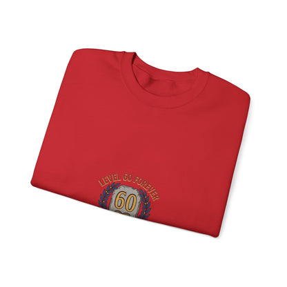 60th Birthday Crewneck Sweatshirt – "Level 60 Forever" Retro Badge