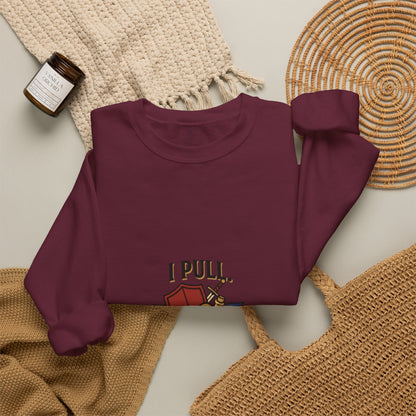 Crewneck Sweatshirt — “I Pull, She Heals” Veterinary/Animal Rescue Crewneck