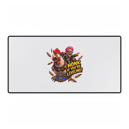 Gaming Desk Mat – "Honk If You're Leveling" Chicken & Gamer Design