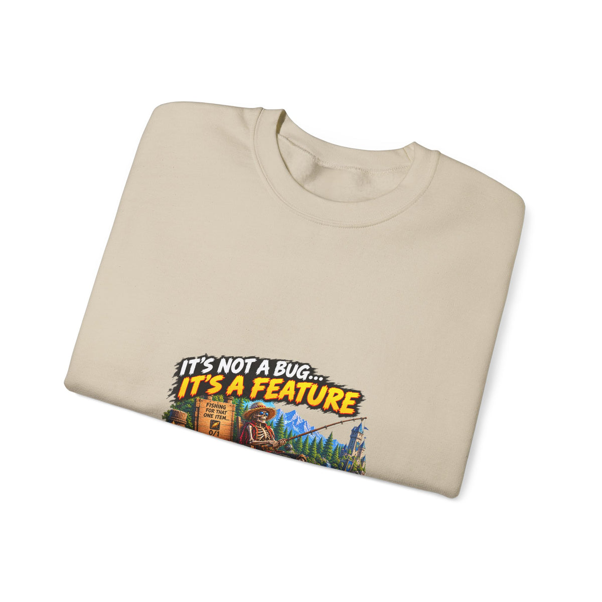 Crewneck Sweatshirt - “It’s Not a Bug, It’s a Feature” Retro Cabin Gamer Design