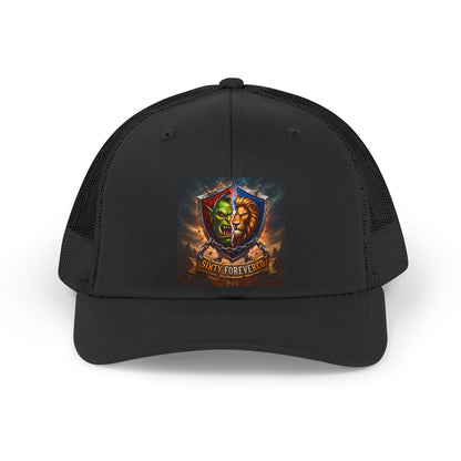 Trucker Hat — 'Stay Forever' Retro Lion & Mask Shield Graphic