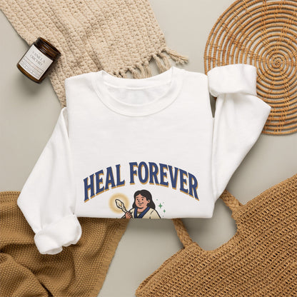 Heal Forever Sweatshirt — Vintage Saint Illustration Crewneck