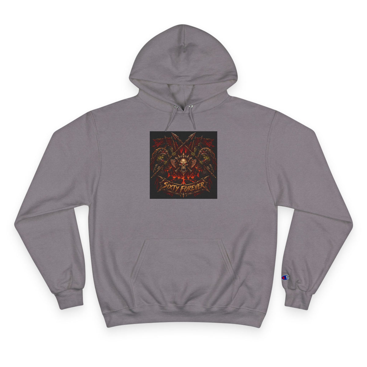 Champion Hoodie — Gothic Floral Skull Graphic Pullover