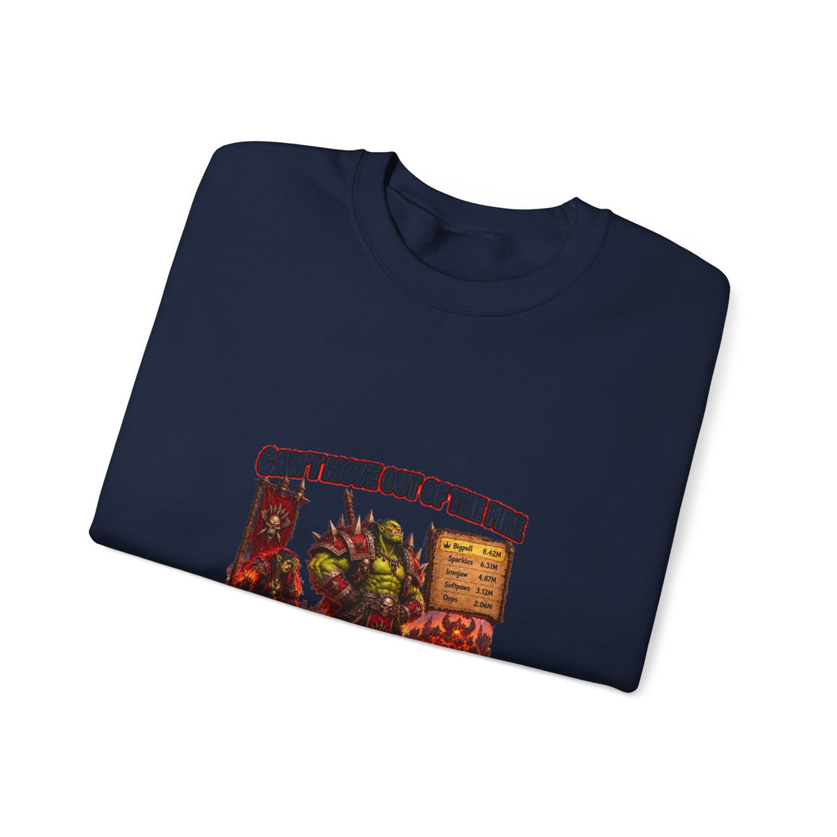 Crewneck Sweatshirt — Retro Dungeons & Dragons Goblin Art "Get Out of the Fire" RPG Gaming Tee