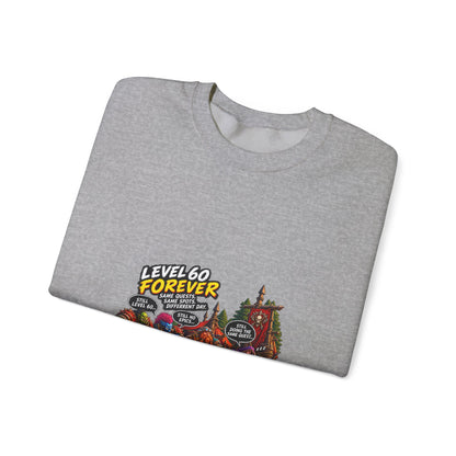 Crewneck Sweatshirt — "Level 60 Forever" Gamer Campfire Design