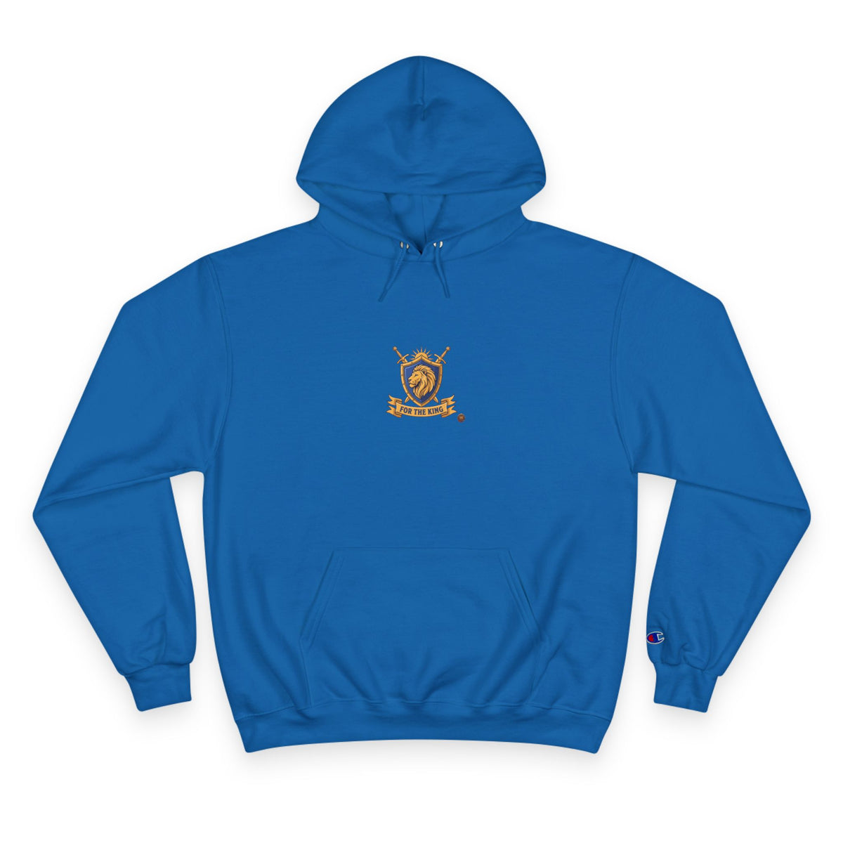 Champion Hoodie — Small Gold Crest Logo Athletic Pullover